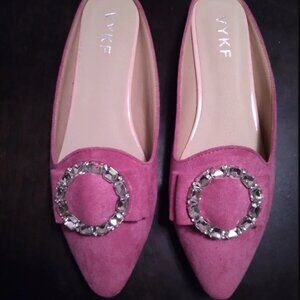 Women's Rosered Suede Leather Mules  - Size 8.5